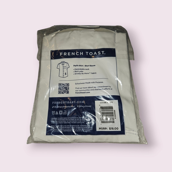 Boys' French Toast Short Sleeve Uniform Shirt, Size 6, White New - Picture 2 of 7